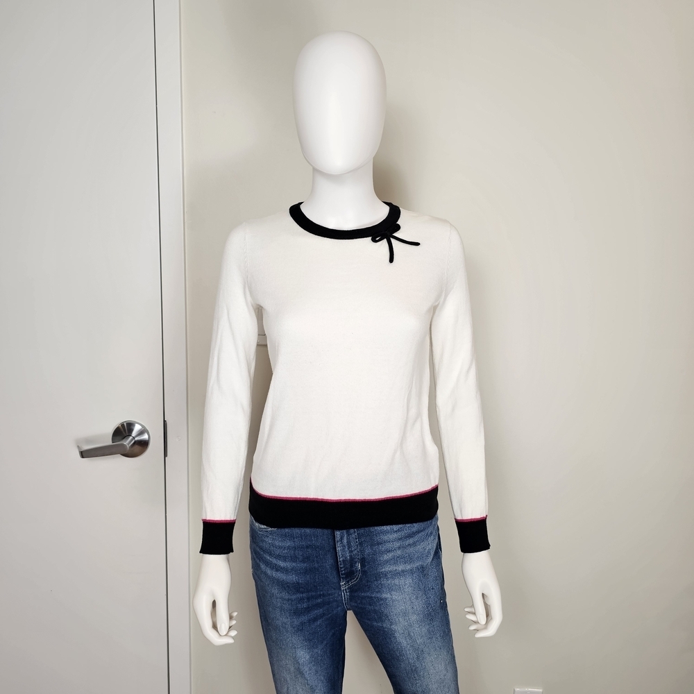 Kate Spade Kids White Sweater with Black Bow Sz L 12Y